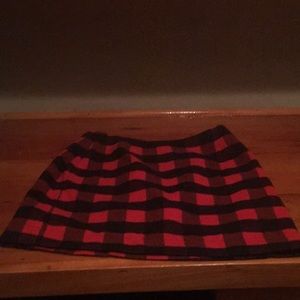 Red and black Buffalo plaid skirt